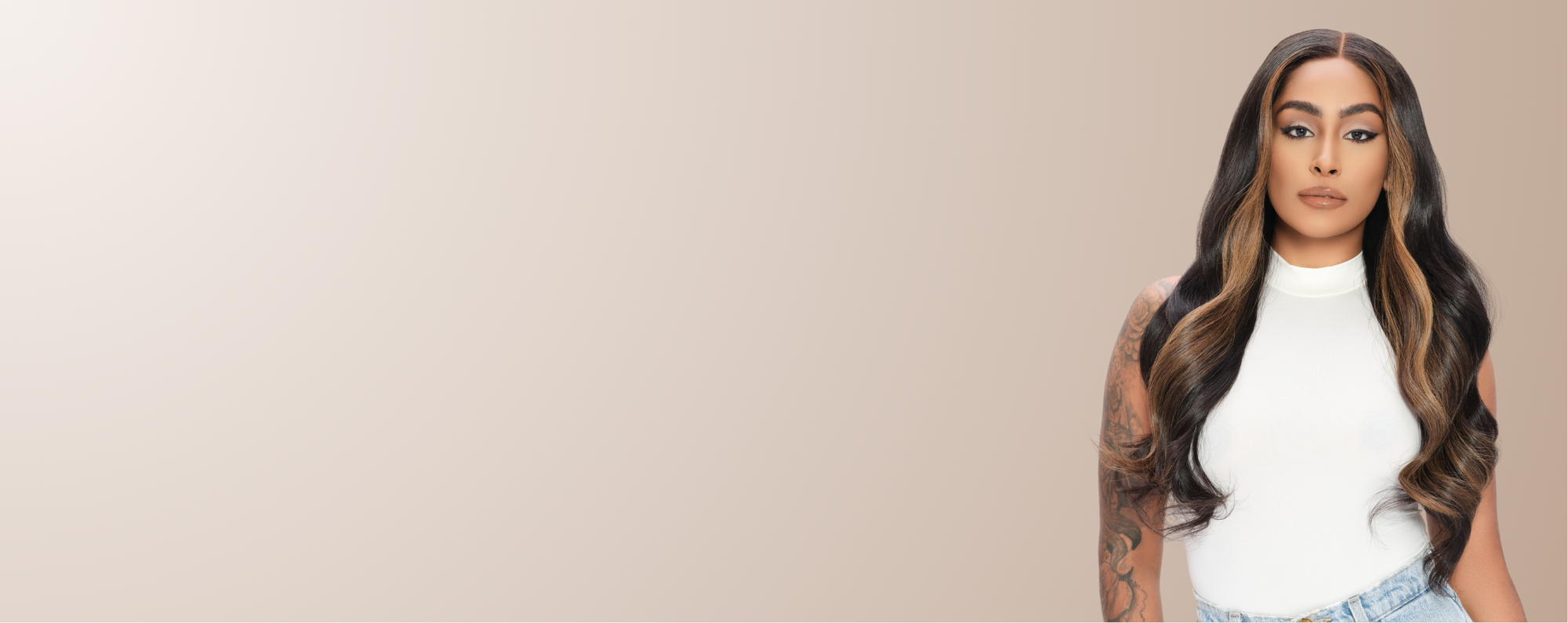 Four beautiful women in lace wigs of four hair colors: blonde, red, ash blonde, and caramel.